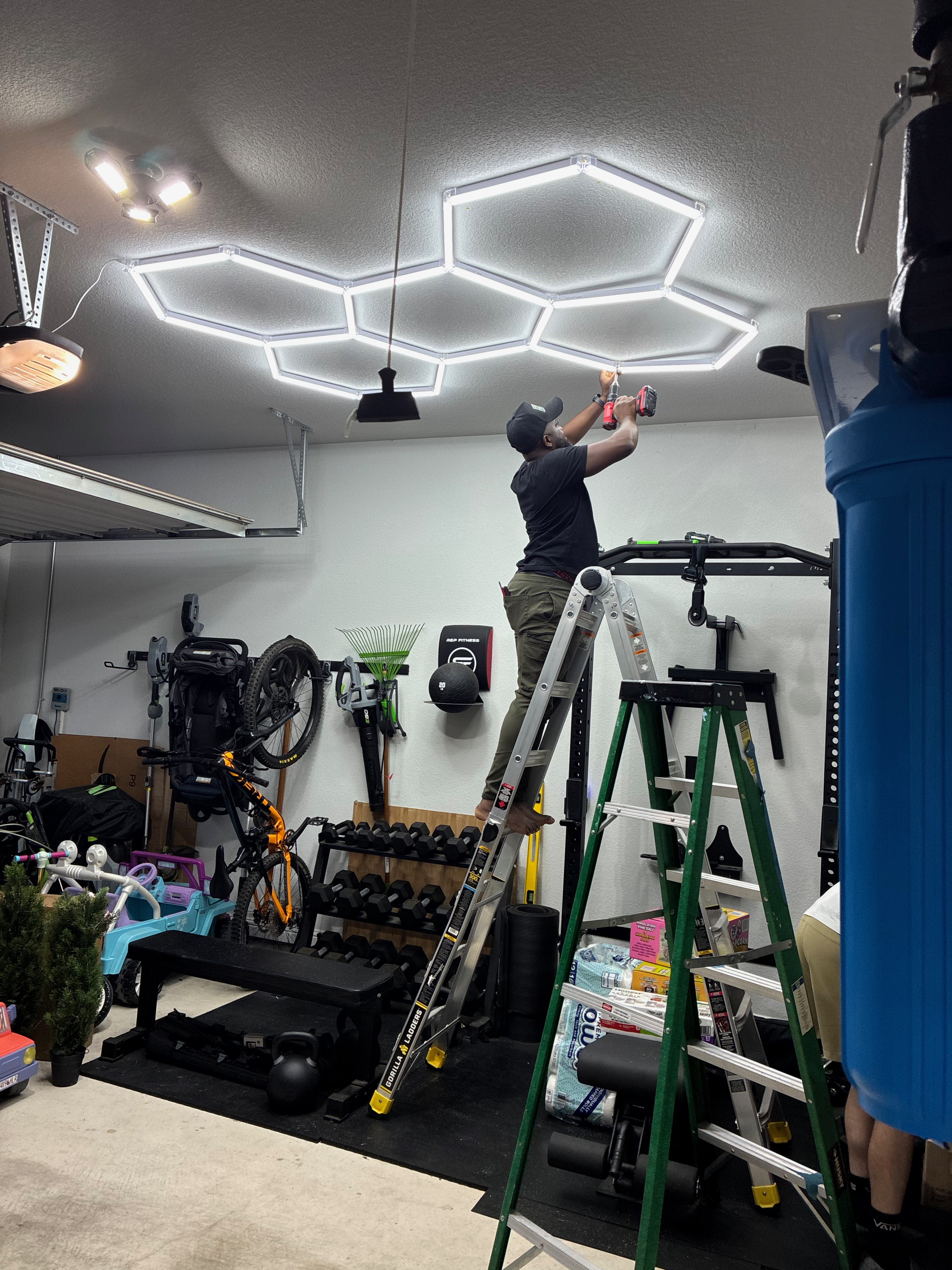 Custom hexagonal LED light installation